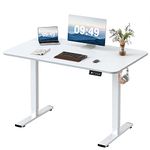 Furmax Electric Height Adjustable Standing Desk Large 48 x 24 Inches Sit Stand up Desk Home Office Computer Desk Memory Preset with T-Shaped Metal Bracket, White