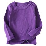 Niyage Kids T-Shirt Soft Comfort Tees Toddler Girls Cotton Basic Solid Color Warm Long Sleeve Tops Dark Purple 120