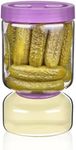 ZENS Pickle Jar with Strainer Flip, 51oz Pickle Container Hourglass Oliver Jar for Pickle Juice Separator, Anti-Slip Leakproof Canning Jar for Storage Gherkin, Pickles,Gifts for Mom, Purple