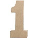 Create Crafts 26629 Creativ 20 cm 1-Piece Papier Mache Number 1, Beige