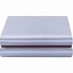 Satin Flat Sheet Only, 1 - Piece Top Sheet, Extra Soft Silk Flat Bed Sheets Sold Separately (Gray, Queen)