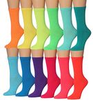 Tipi Toe Women's 12-Pairs Lightweight Orange Lime Green Fun Light Colored Crew Socks Size 10-13, PWC90-T1