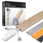 Cordinate, Tan, 6 Ft Floor Cord Cover, Rubber, Low Profile, Cable Protector, 49629, 6 Ft, 6 Ft