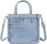 AOCINA Denim Purse Jean Tote Bag for Women Crossbody Shoulder Denim Purses and Handbags for Women(E-mini Light Blue)