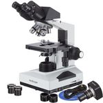 AmScope - Compound Binocular Microscope, Siedentopf, 40X-2000X, 3-D Double Layer Mechanical Stage + 1.3 MP USB 2.0 Camera and Windows/Mac/Linux Compatible Software - B490B-M