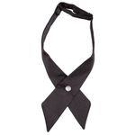 DQT Mens Plain Satin Black Crossover Bow Ties