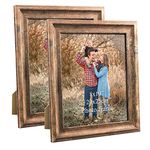 8x10 Picture Frames Set of 2 Poster Vintage Brown Rustic Family Art 10x8 Photo Frame for Vertical Horizontal Tabletop Standing or Wall Hanging