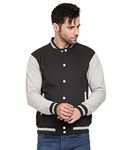 AWG ALL WEATHER GEAR Cotton Blend Men's Rich Cotton High Neck Slim Fit Varsity Bomber Style Jacket (Awgv-Ch-L,Charcoal,Large)