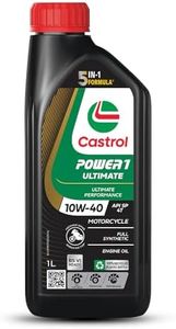 Castrol POWER1 Ultimate 10W-40 Full Synthetic Engine Oil (API SP, JASO MA2) | Instant Acceleration, Superior Protection, Advanced Heat Control | For High-Performance Motorcycles | 1L