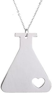 AOCHEE Love Science Erlenmeyer Flask Chemistry Necklace Jewelry, Metal