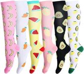 LEOSTEP Compression Socks for Women (6Pair) Non-Slip Long Tube Ideal for Running,Nursing,Circulation & Recovery Boost Stamina, Hiking Travel & Flight Socks 20-30 mmHg