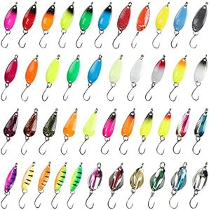 Cucchiaini Da Pesca Esche 43 Pezzi Esche Artificiali,Esche Da Pesca, Fishing Set,Esche Per La Pesca Alla Trota,Spoon Trout Area Per Trota, Persico,Luccio Spoon Kit Con Scatola
