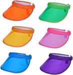 Pack of 6 Sun Visor Hat Women Men Pub Golf Visor Golf Hats Clear Sun Visors for Women Head UV Protection Hat Adjustable Visors Sunhat Candy Colored Headwear for Party Tennis Outdoor Beach