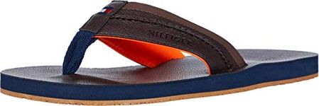 Tommy Hilfiger Men's Dembo Flip flop, Dark Brown, 10