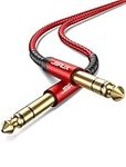 JSAUX Professional Guitar Cable 3M (10ft), 1/4" 6.35mm to 6.35mm TRS Stereo Audio Guitar Lead Nylon Braided Jack Instrument Cable for Electric Guitar, Bass, Amp, Keyboard, Mondolin - Red