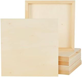 Bright Creations 6 Pack 10x10 Wood Panels for Painting, Unfinished Wood Canvas Boards, 0.83" Deep Cradle Artist Wall Canvases for Crafts