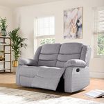 SORRENTO - Recliner Grey Fabric 3+2+1 sofa - 3 Seater Suite For Living Room Furniture - 2 Seater Modern Sofa Set - (2 Seater)