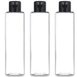 Thinqkart Select 200Ml Empty Clear Round Bottle With Black Flip Top Cap,Multipurpose Reusable Container For Hair Oils, Shampoo, Conditioner, Lotion, Medicated Oil And Sanitizer (Pack Of 3) - Plastic