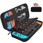 daydayup Switch Carrying Case Compatible with Nintendo Switch/Switch OLED, with 20 Games Cartridges Protective Hard Shell Travel Carrying Case Pouch for Console & Accessories, Black