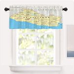 Shrahala El Salvador Beige Map Kitchen Valances Half Window Curtain, Political Ocean Capital National Borders Cities Rivers Lakes Kitchen Valance for Window Curtains for Kitchen Decor 52x18 inch