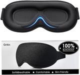 Gritin 100% Blackout Sleep Masks for Women & Men - Zero Pressure Sleeping Eye Mask- Ergonomic Design 3D Cutout Eye Movement Friendly, Ultra Soft & Comfortable for Nap/Travel