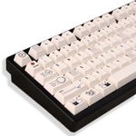 Hunfuthr KeyGenius PBT Keycaps, 75% Percent Keycaps Retro Braun Camera Theme Keycaps Set, Custom 144 Keys Keyboard Keycap, Milky White Key caps for Mechanical Keyboard