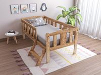 Acacia Wooden Kids Bed | Kids Single Bed Cot with Ladder for Bedroom and Home Decor | Sturdy & Durable | Solid Sheesham Wood | Finish: Pine (Size: 63 x 32 x 27.5 Inch)