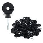 SanSanYa 50PCS Ring Insulator Black Electric Fence Insulator Fence Ring Insulator Screw-in for Animal Agricultural Fencing Protection