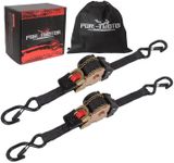 Porotmotor 2 Pack Retractable Ratchet Straps (1" × 10'), 1500LBS Break Strength Ratchet Tie Down Straps Heavy Duty Auto Retracting Ratchet Straps for Motorcycle, Trailers, Boats, ATVs, UTVs