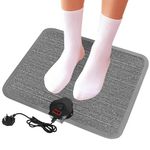 Electric Heated Foot Warmer – 230V Heated Floor Mat Under Desk with 7-Temp Settings & 12H Auto Shut-Off – Heating Pad with Foot Switch & Thermostat(Gray)