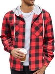 COOFANDY Men's Flannel Hoodie Plaid Shirt Long Sleeve Button Down Casual Shirt Jacket Lightweight Fall Winter Shacket