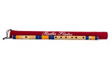 Radhe Flutes | Right Handed C Sharp With Velvet Cover | Tuned With Tanpura A=440Hz | PVC Fiber (Beige Flute With Dark Blue & Orange)