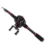 VGEBY Fishing Rod and Reel Combos Carbon Fiber Telescopic Fishing Pole Lures Kit for Saltwater Freshwater Fishing Supplies