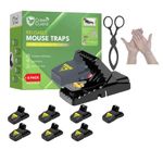 Mouse Traps with 1 Clamp and Gloves | Mice Traps for Indoor and Outdoor Use | Quick, Effective & Sanitary | Safe Mousetrap Catcher for Family | 8 Pack Box