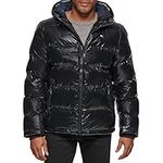 Tommy Hilfiger Men's Classic Hooded Puffer Jacket Down Alternative Outerwear Coat, Pearlized Black, L UK