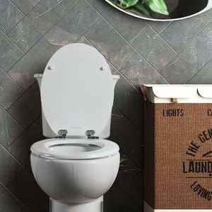Angel Shield Wooden Toilet Seat – Soft Close, Antibacterial, White