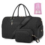 Travel Duffle Bag for Women, Weekender Bag with Shoe Compartment, Carry On Overnight Bag for Women with Toiletry Bag, Gym Bag with Wet Pocket, Hospital Bags for Labor and Delivery Black