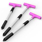 AUPROTEC Ice Scraper Telescopic Brass Windscreen Scraper with Squeegee ultra-light car window de-icer tool steplessliy extendable - colour pink