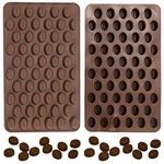 FVVMEED 2 Pieces Silicone Chocolate Molds, 55 Cavity Mini 3D Coffee Beans Sugar Candy Fondant Trays Pastry Bakeware Decoration Ice Cube Candy Butter Jello Making Homemade Mould Cakes Decor DIY Mold