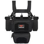 YAKEDA Tactical Chest Mini Rig 1000D Laser-Cut Multifunctional Adjustable Tactical Outdoor Vest with Mag Pouches