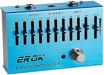 EROK EQ Pedal,10-Band Equalizer,(31.25Hz–16kHz) with ±12dB Gain/Attenuation for Each Band,for Electric Guitar Bass Eq Pedal,with Independent Controller Button