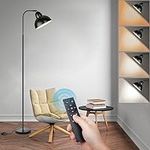 Feathmoo Floor Lamp with Remote Control, Minimalist Floor Reading Lamps for Living Room, 4 Colors Temperature Black Metal Gooseneck Standing Light Modern Industrial Tall Floor Lighting for Bedroom