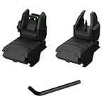 Flip Up Sights - Fiber Optic Red Green Dot Sights Folding Polymer Sights for Picatinny Rail Adjustable Front and Backup Sights Set (B