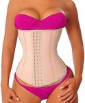 YIANNA Long Torso Waist Trainer for Women Underbust Corsets Cincher Sport Girdle, Beige, Small