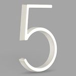 HASWARE Floating House Number Sign: 5 inch Modern Door Signage - Striking for Street Home Address Numerals (5, White)