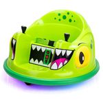 Xootz Dinosaur Bumper Car, Kids Electric Ride-On, 360 Rotation Spin, Two Joy Sticks, Colourful LED Lights and Remote Control, Green