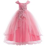 Weileenice Flower Girls Wedding Dress Dusty Pink 4 5 Cold Shoulder Sequin Embroidery Toddler Bridesmaid Pageant Birthday Lace Dresses Vintage Beads Kids Girl Princess Formal Party Prom Tulle Maxi Gown