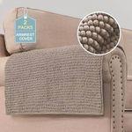 H.VERSAILTEX Plush Chenille Couch Armrest Cover 2 Packs Thick and Soft Sofa Covers Furniture Protector Cover for Pets (27.5" x 27.5", Sand)