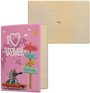 kwmobile Custodia per Passaporto - Porta Passaporto con Chiusura di Sicurezza ad Elastico - Protezione per Documenti - Bianco/Verde/Rosa Chiaro