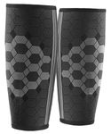 Calf Compression Sleeves by SPARTHOS (Pair) – Leg Compression Socks for Men and Women – Shin Splint Calf Pain Relief Calf Medical Leg Pain and Cramps Recovery Varicose Veins (Black-L)